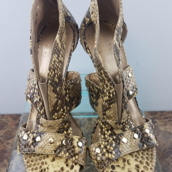 Stuart Weitzman Snake Stiletto T-Strap Pumps 6.5M - Picture 3 of 8